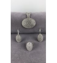 Telkari Güverseli Oval Gümüş Kadın Set