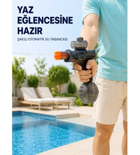 Şarjlı Elektrikli Su Tabancası Yuvarlak Su Hazneli Otomatik Sürekli Atışlı