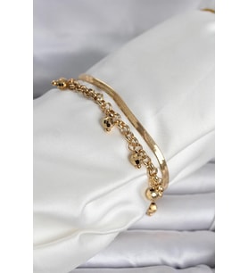 316L Çelik Gold Renk Dorika ve İtalyan Zincirli Model Kadın Bileklik 5886 - HPSBYI8910-2437