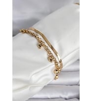 316L Çelik Gold Renk Dorika ve İtalyan Zincirli Model Kadın Bileklik 5886 - HPSBYI8910-2437