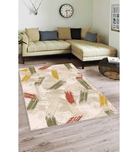 Yeşil Sarı Tarçın Spor Kaymaz Tabanlı Dekoratif Halı FR08 - 100 x 160 cm