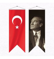 Atatürk Posteri ve Türk Bayrağı Kırlangıç 50x150 cm -6