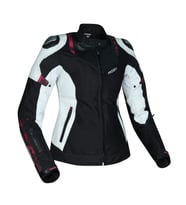 Motosiklet Kadın Montu Full Korumalı 4 Mevsim Deri ve Maxdura Kumaş Mont White