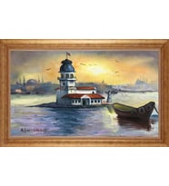 Çerçeveli Paspartulu Manzara Tablo bm1848 (Gold)