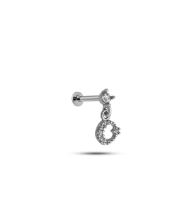 925 Ayar Gümüş Rodyumlu Minimal Ayyıldız Tragus Piercing Küpe