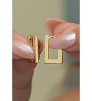 925 Ayar Gümüş Gold Kaplama Taşsız Dikdörtgen Küpe