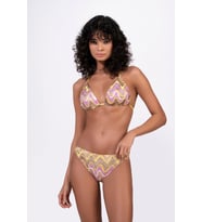 Endeep Kadın Yarım Dolgulu Zigzag Desenli Parıltılı Bikini Takımı (Sarı)