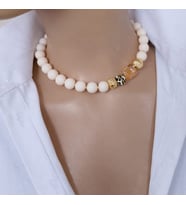 Mira Silikon Boncuk Kristal Detaylı Tasarım Kolye Krem Yeşil (Çok Renkli)