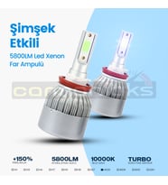 9005 Buz Mavi C6 Led Xenon Far Ampulü Şimşek Etkili 5800LM Chip on Board 10000K