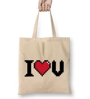 I Love You Video Game Heart 01 Bez Çanta Uzun Saplı