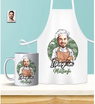 Kişiye Özel En İyi Chef- Aşçı Karikatürlü Mutfak Önlüğü & Kupa Seti