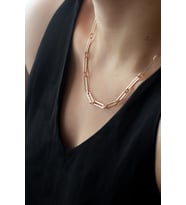 Kalın Geçme Zincir 925 Ayar Gümüş Gerdanlık Kolye Rose