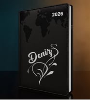 BK Gift Kişiye Özel İsimli Termo Sert Kapak 2026 Siyah Ajanda -5, Öğretmenler Günü Hediyesi, Yeni İş Hediyesi