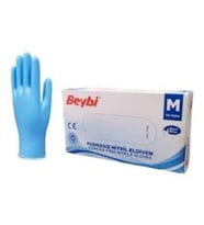 Beybi M (Medium) Beden Pudrasız Mavi Nitril Muayene Eldiveni - 100'lük Kutu