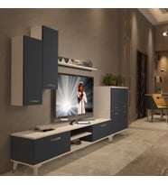 Decoraktiv Eko 6 Mdf Dvd Silver Tv Ünitesi Tv Sehpası - Beyaz Antrasit (Beyaz - Antrasit)