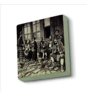 İstanbul’da bir Kahvehane (Fotoğraf, 1905) Baskılı Doğaltaş  Magnet(KRT-136)Buzdolabı Süsü