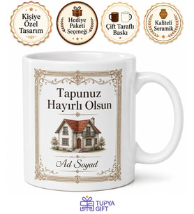 Tapu Tasarımlı Yeni Ev Alanlara Esprili Hediye Kupa Bardak Ev Hediyesi