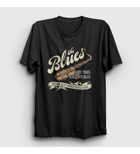 Presmono Unisex Siyah Hard Times Müzik Blues T-Shirt 532028tt