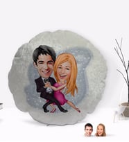 BK Gift Kişiye Özel Sevgililer Karikatürlü Yuvarlak Dekoratif Kırlent Yastık-13