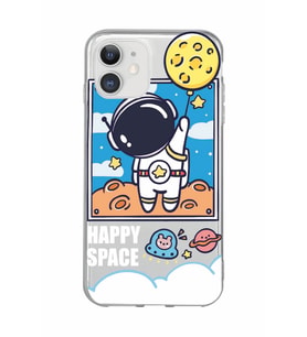 Iphone 11 Uyumlu Astronot Desenli Şeffaf Telefon Kılıfı