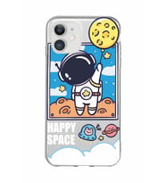 Iphone 11 Uyumlu Astronot Desenli Şeffaf Telefon Kılıfı
