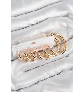 Pirinç Halka Model Gold Renk Kadın Set Küpe 5886 - HPSBYI4790-2301