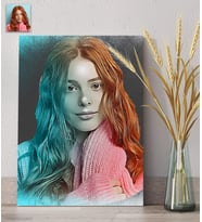 Kişiye Özel Sanatsal Portre Tasarımlı Karakalem Ahşap 20*30 cm Tablo