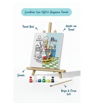 Dünyanın En Tatlı Annesine Temalı Eğitici Boyama Tuvali Şövaleli Boya Seti 20x20 cm