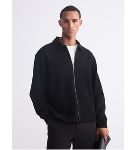LCW Vision Siyah Standart Kalıp Polo Yaka Erkek Fermuarlı Sweatshirt
