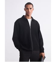 LCW Vision Siyah Standart Kalıp Polo Yaka Erkek Fermuarlı Sweatshirt