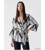 LCW EVERYDAY Siyah Şal Yaka Desenli Kadın Kimono