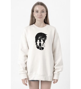 Erased Anime Black White Silhoette Beyaz Kadın 2ip Sweatshirt