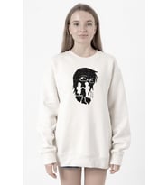 Erased Anime Black White Silhoette Beyaz Kadın 2ip Sweatshirt
