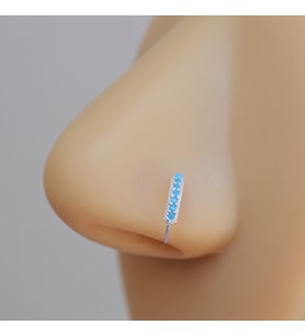 925 Ayar Gümüş Mavi Taşlı Firuze Halka Burun Piercing Turquaz Renkli