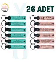 Turkuaz & Y Ağzı, 26’lı Set, Öğrenci İsimli Deri Anahtarlık, Gülüp Öğrendiğiniz Günleri Anmak İçin