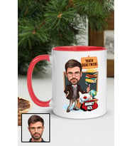 Erkek Tarih Öğretmenine Hediye Karikatürlü Kırmızı Kupa Bardak