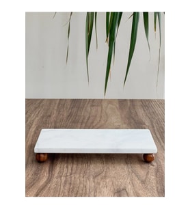 Hilamingo Home Mermer Yağlık Altı Ahşap Misket Ayaklı 20 X 10 Cm Mermer Sunumluk