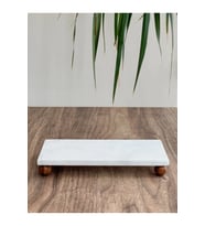Hilamingo Home Mermer Yağlık Altı Ahşap Misket Ayaklı 20 X 10 Cm Mermer Sunumluk