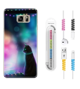 Samsung S7 Edge S20 Fe Plus Ultra S21 S22 Kılıf Kablo Koruma Spiral Silikon Window Cat 1787
