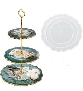 Tahtakale Toptancı Epoksi Silikon Cupcake Standı Kalıp Yuvarlak 3 Lü Kek Standı (Çok Renkli-Renksız)