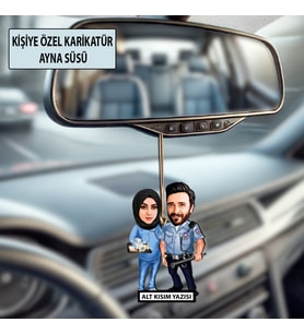 Fotoğraftan Kişiye Özel 2 Kişilik Hemşire Karikatürlü 10 cm MDF Araç Dikiz Aynası Süsü - Hemşire Hediyesi Hemşire ve Sağlık Çalışanı Hediyesi