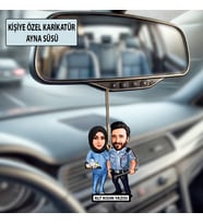 Fotoğraftan Kişiye Özel 2 Kişilik Hemşire Karikatürlü 10 cm MDF Araç Dikiz Aynası Süsü - Hemşire Hediyesi Hemşire ve Sağlık Çalışanı Hediyesi