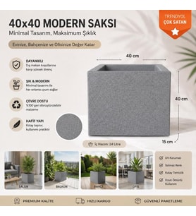 KUBİK - BETON GÖRÜNÜMLÜ DEKORATİF SAKSI