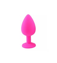 Elmas Taşlı Silikon Kaplı A*nal Plug M Orta Boy 8 cm Pembe