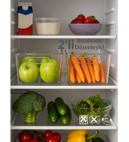 2'li Buzdolabı İçi Düzenleyici Saklama Organizeri Bpa Free Düzenleyici Darbeye Dayanıklı 27X18X9 cm