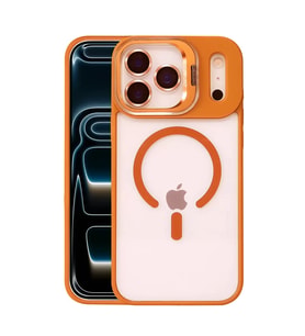 İphone 17 Remim Lensli Standlı Kapak - Turuncu