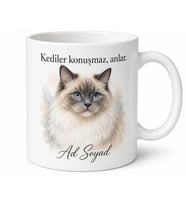 İsme Özel Ragdoll Kedi Desenli Kupa Bardak Kişiye Özel Hediye