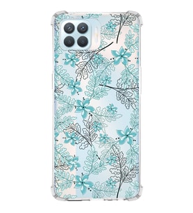 PrintiFy Oppo Reno 4 lite Uyumlu Köşe Korumalı Floral Su Yeşili Tasarımlı Şeffaf Silikon Kılıf