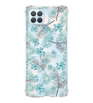 PrintiFy Oppo Reno 4 lite Uyumlu Köşe Korumalı Floral Su Yeşili Tasarımlı Şeffaf Silikon Kılıf