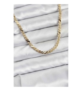 Mey İthalat® Pirinç Gold Renk Yassı Zincir Kadın Kolye